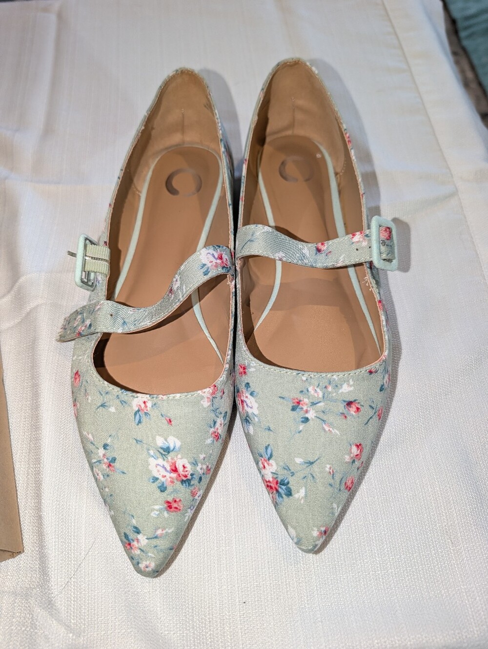 Journee Collection Karissa Green Floral Mary Jane Flats